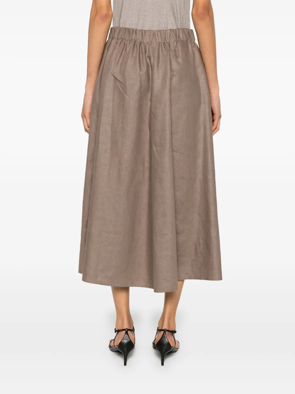 Brunello Cucinelli Linnen midi-rok Bruin