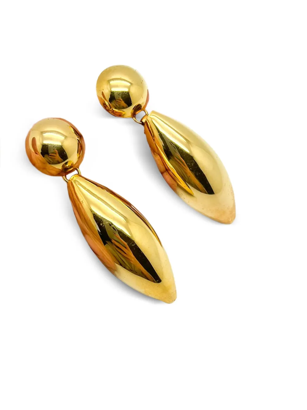 Pre-owned Jennifer Gibson Jewellery 1980s Bomb Dangle Earrings In Gold