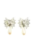 Jennifer Gibson Jewellery 1960s marquise-crystal pearl drop earrings - Silver