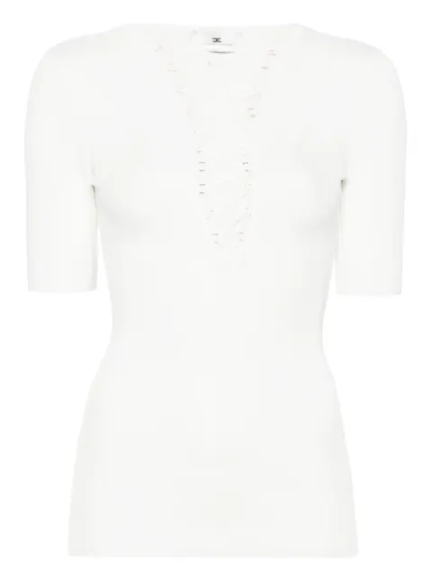 Elisabetta Franchi crossover-lace knitted top