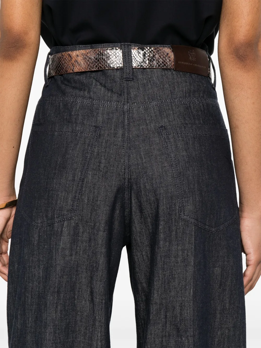 Shop Brunello Cucinelli Logo-patch Jeans In Blue