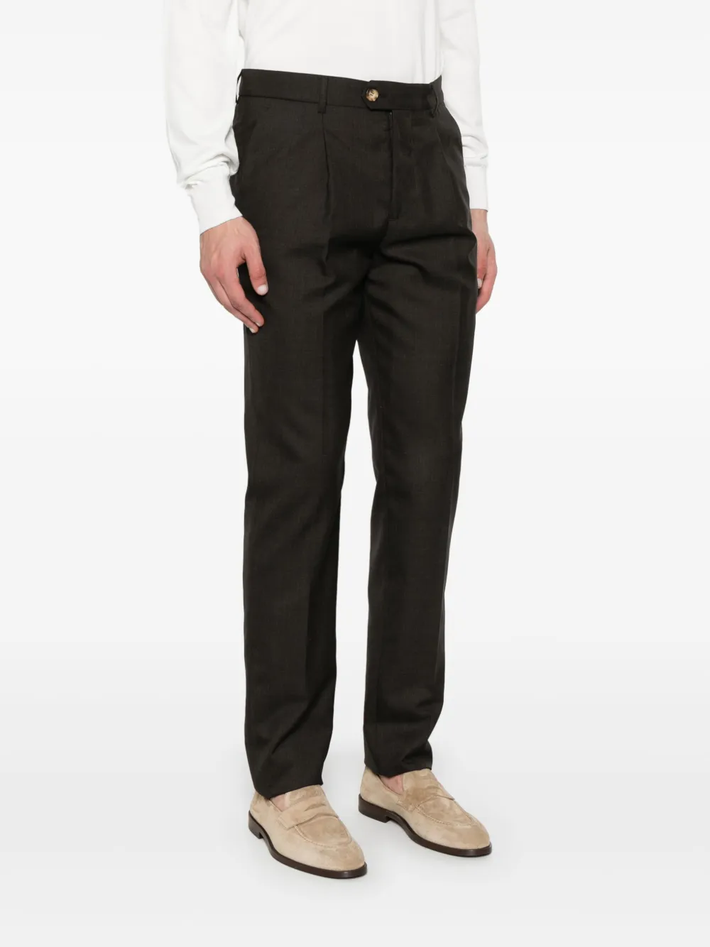 Brunello Cucinelli Broek van scheerwol Bruin