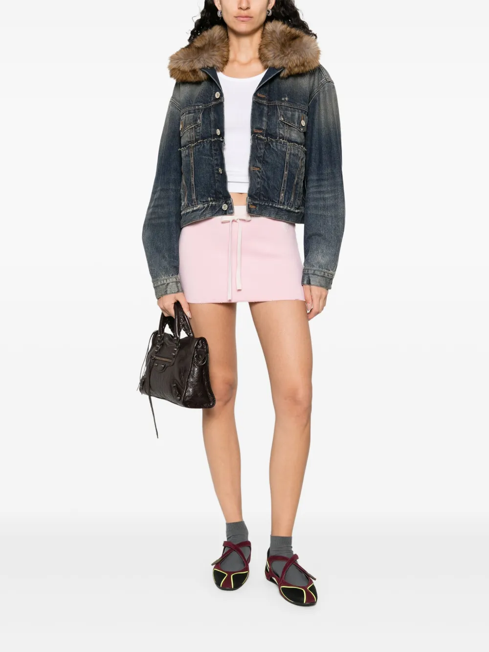 Balenciaga Mini-rok met geborduurd logo - Roze