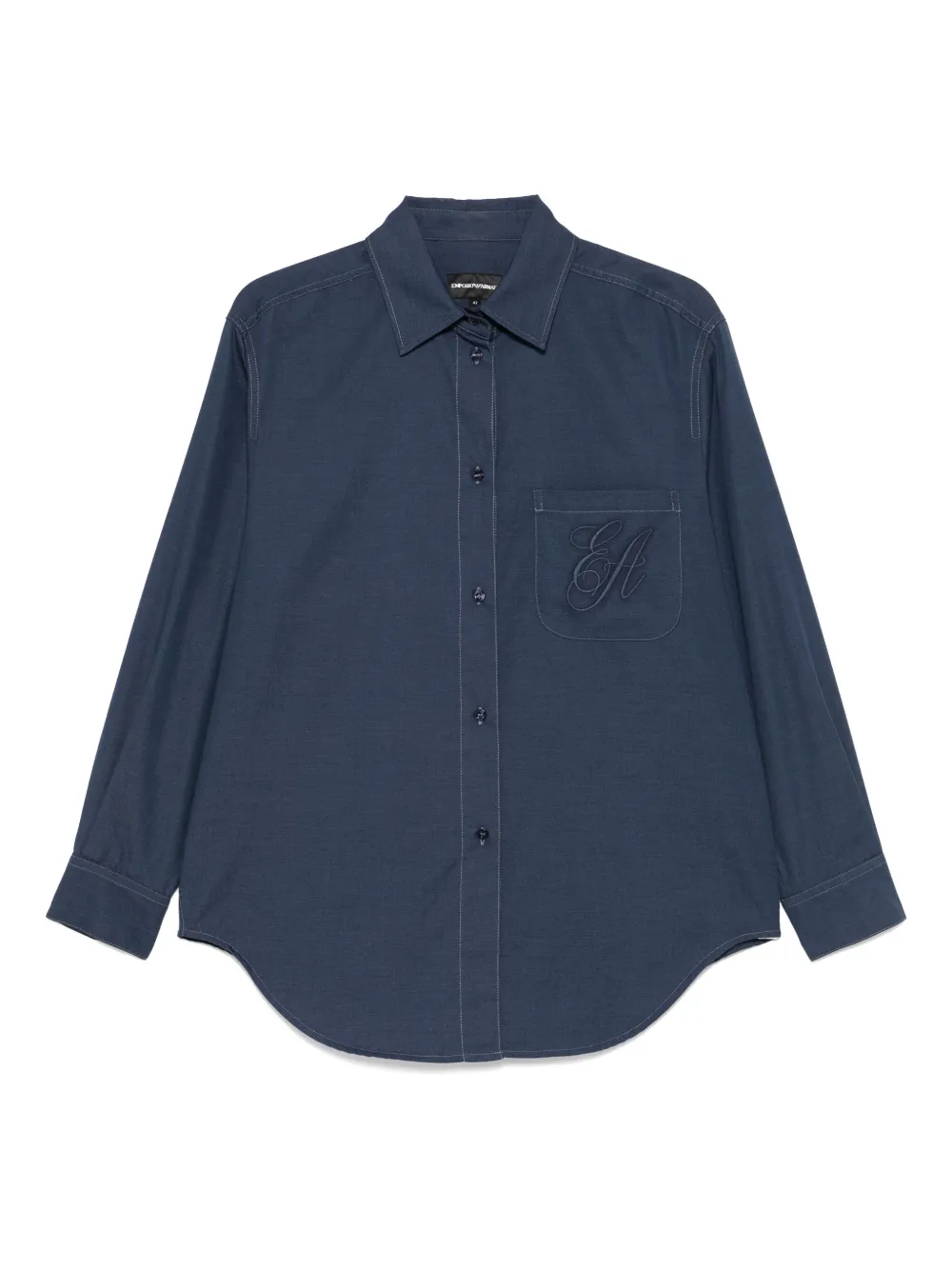 Emporio Armani Blouse met geborduurd logo Blauw