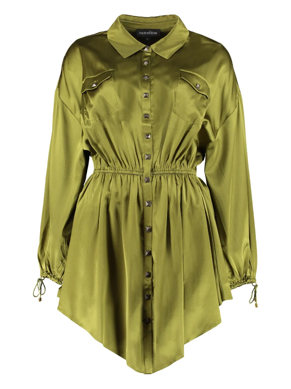 Retrofete Minikleid mit Knöpfen | Grün | Image 1