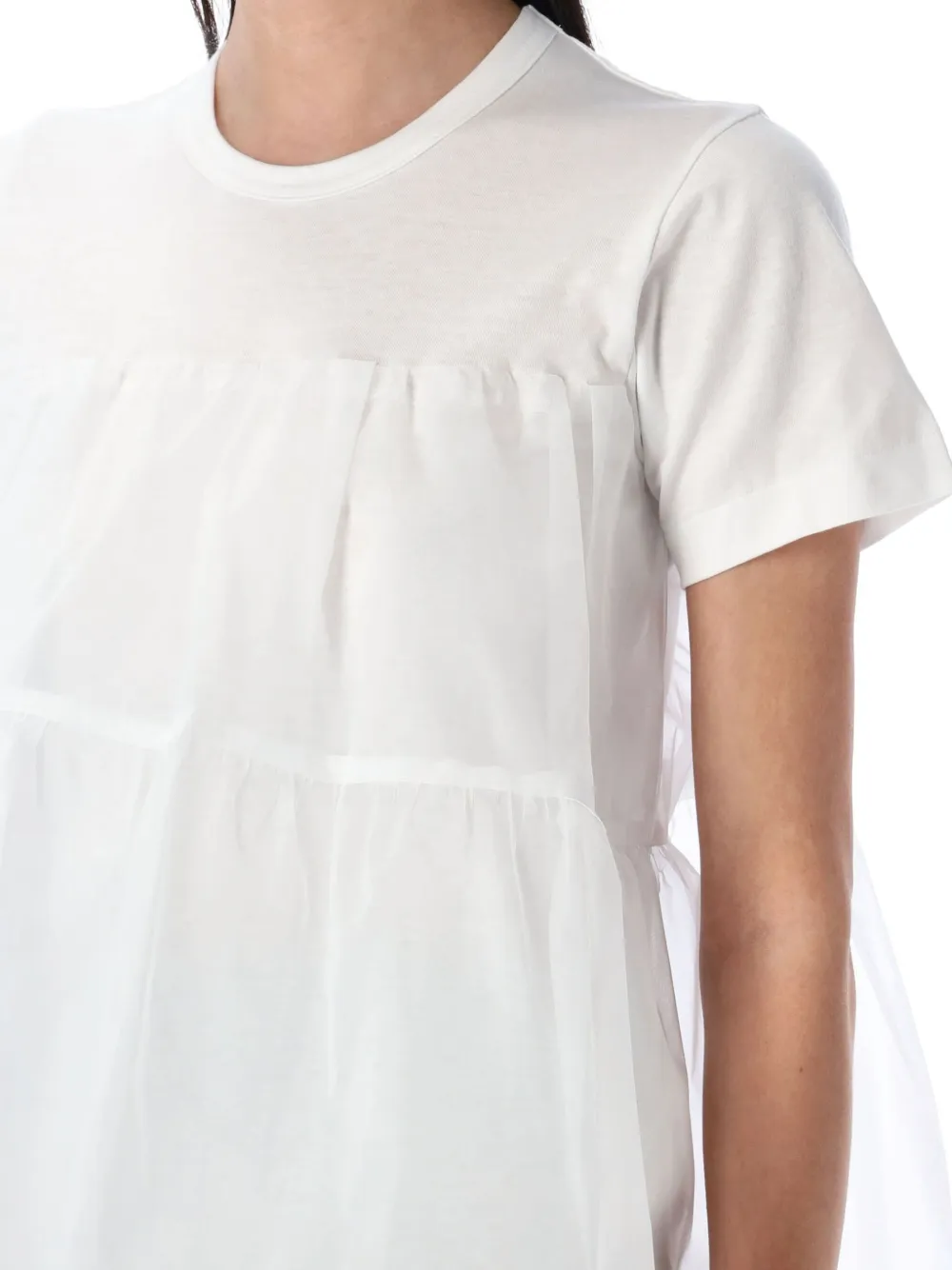 Comme Des Garçons Girl T-shirt met tulen vlakken Wit