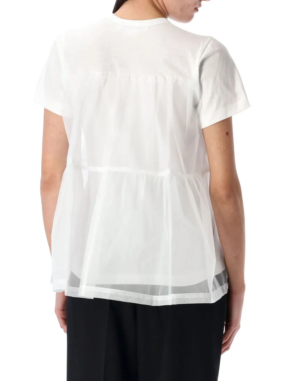 Comme Des Garçons Girl T-shirt met tulen vlakken Wit