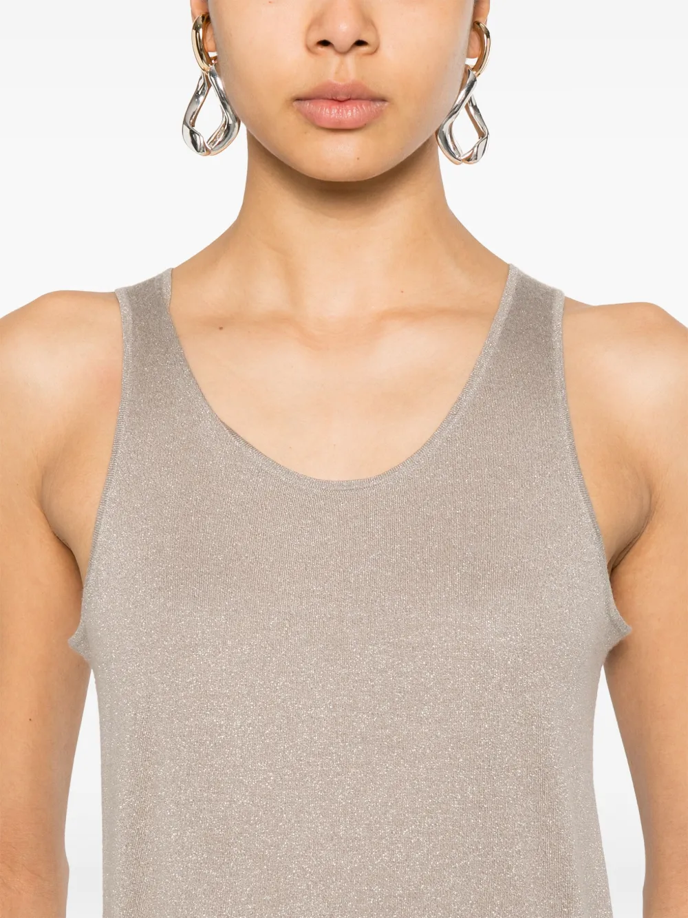 Shop Brunello Cucinelli Lurex Top In Braun