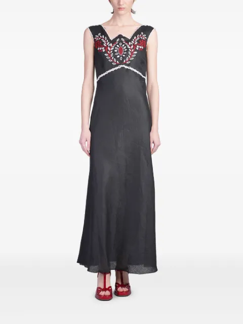 HOLY CAFTAN embroidery-detail maxi dress