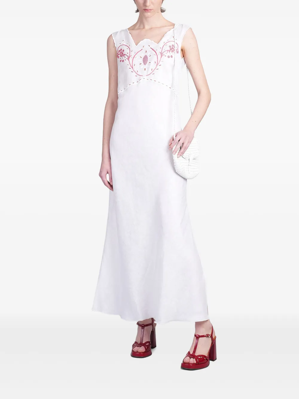 HOLY CAFTAN embroidery-detail midi dress | White | Image 1