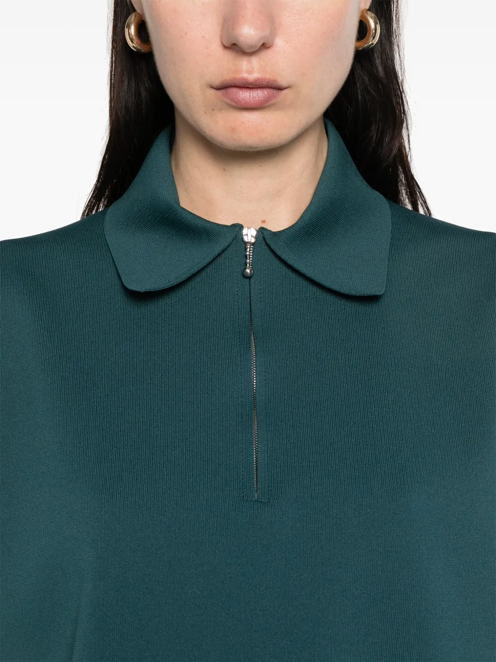 Shop Jil Sander Ribbed Polo Top In Grün