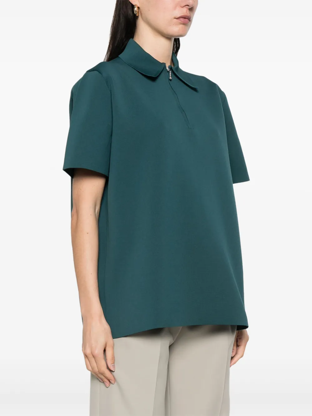 Shop Jil Sander Ribbed Polo Top In Grün