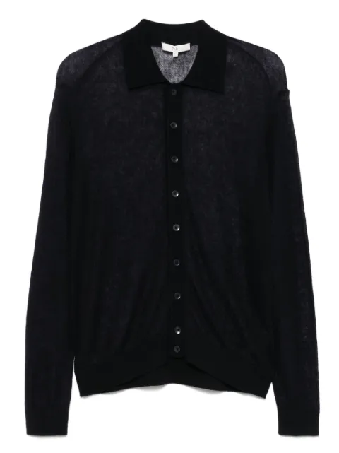 Tibi cárdigan traslúcido con cuello de playera tipo polo