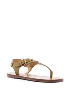 サンダル・ミュール Isabel Marant Army Green Suede Thong Sandals Sandals and Mules Woman | ISABEL MARANT Official Online Store
