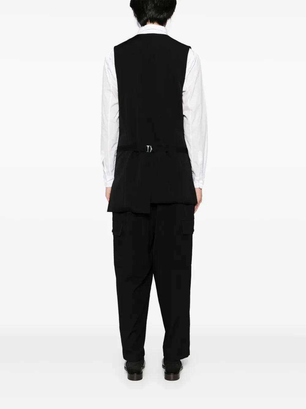 Yohji Yamamoto Asymmetrisch wollen gilet Zwart