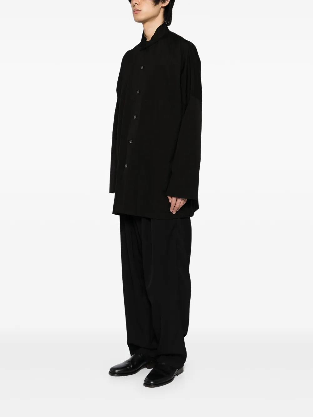 Shop Yohji Yamamoto Stand-up Collar Shirt In Black