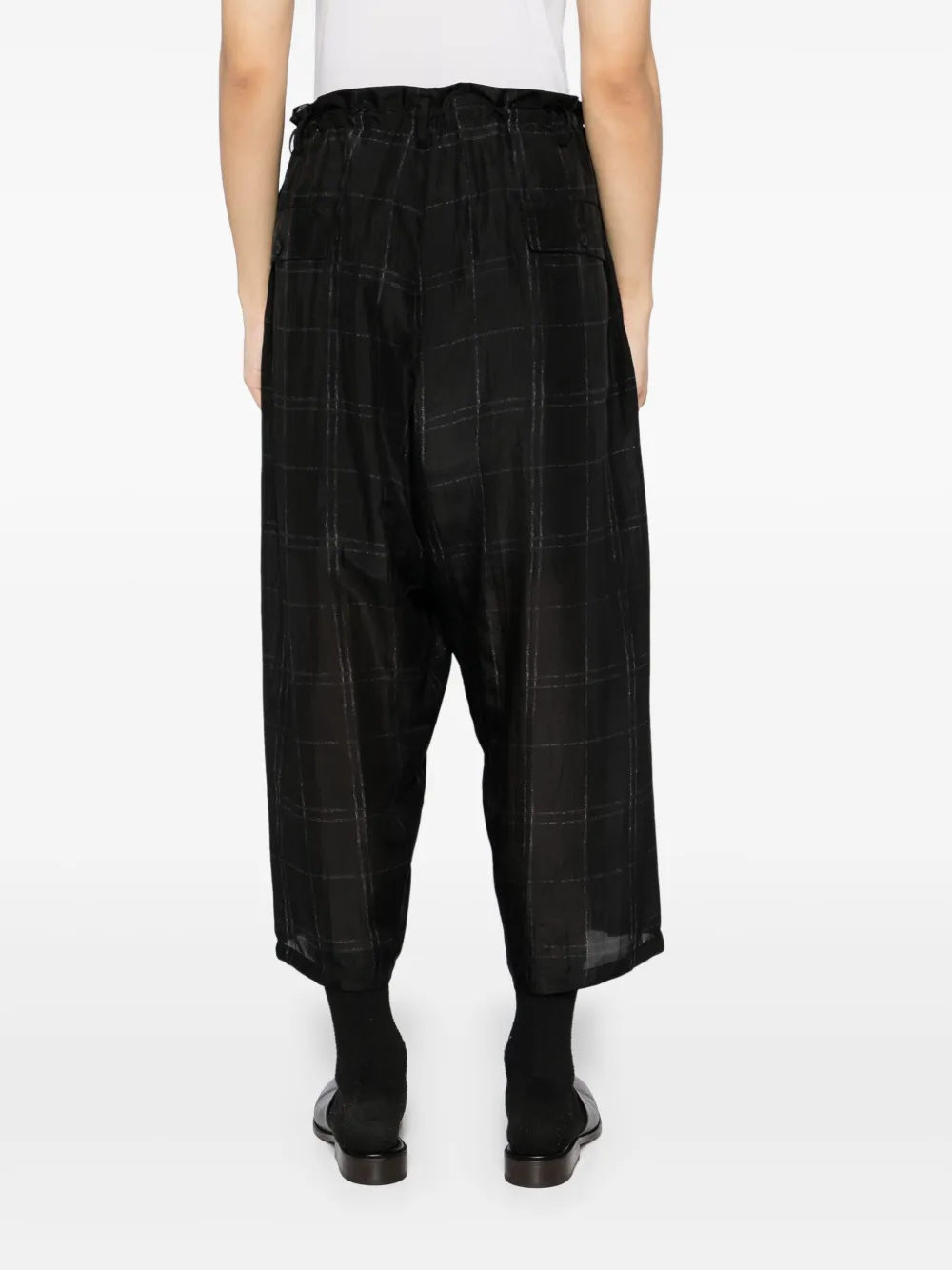 Yohji Yamamoto Geruite plooibroek Zwart