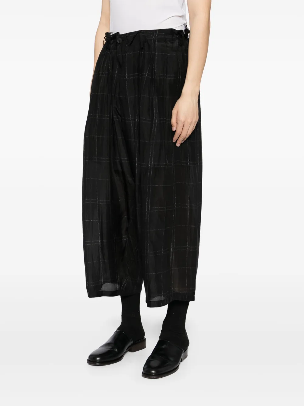 Yohji Yamamoto Geruite plooibroek Zwart