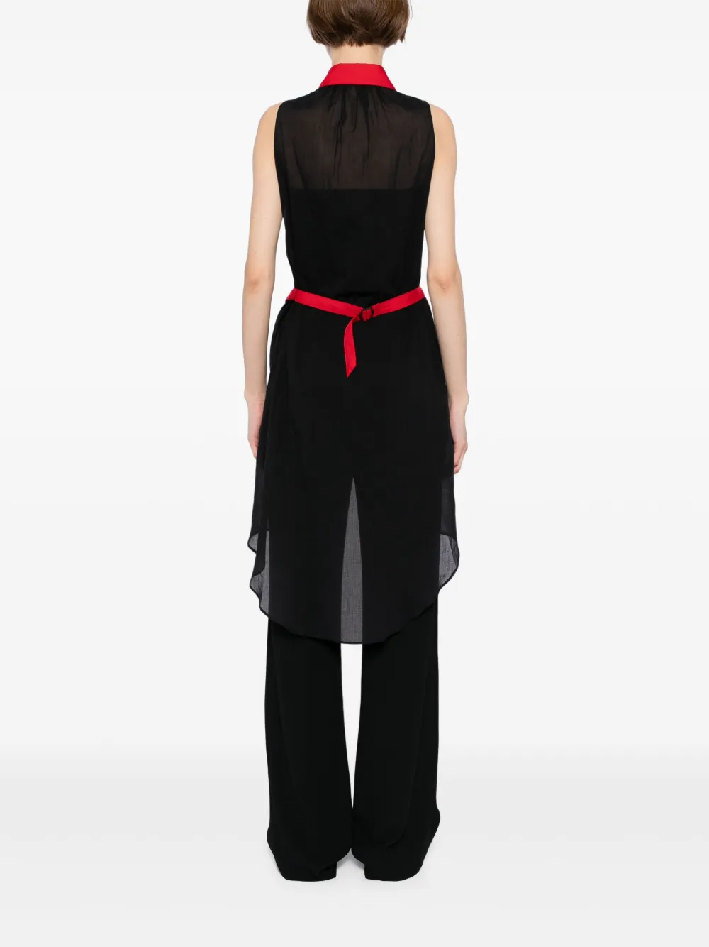 Yohji Yamamoto Satijnen gilet met klassieke kraag Rood