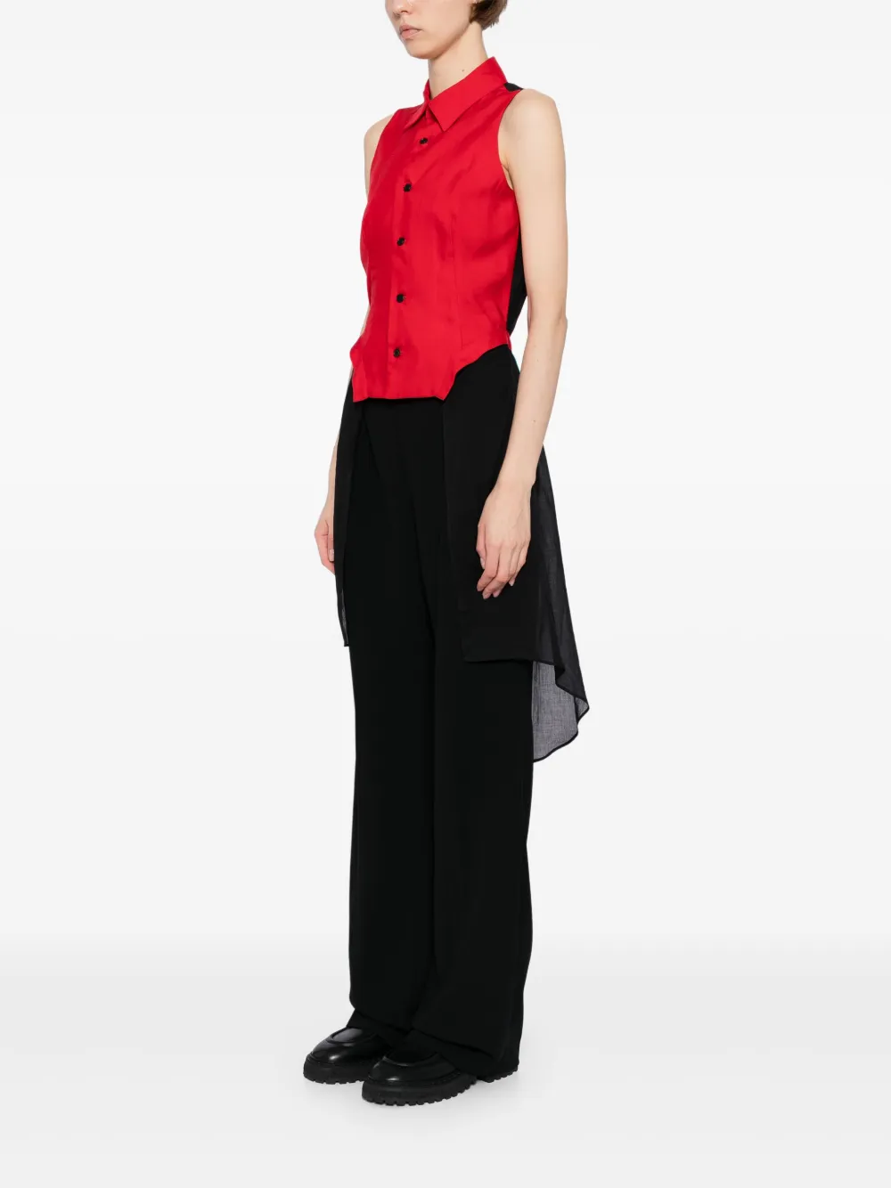 Yohji Yamamoto Satijnen gilet met klassieke kraag Rood