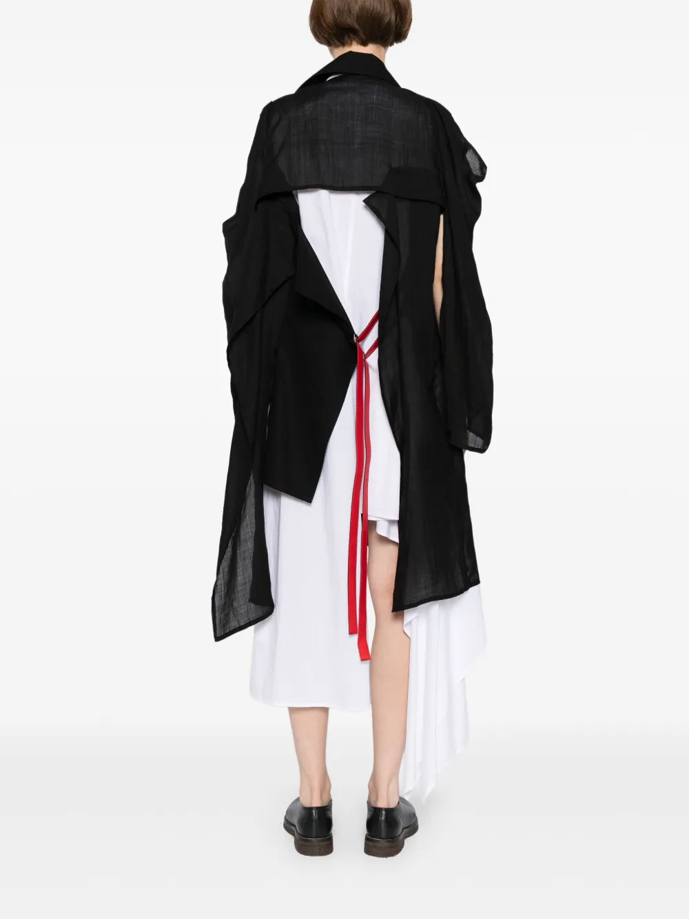 Yohji Yamamoto Twill blazer met ceintuur Zwart