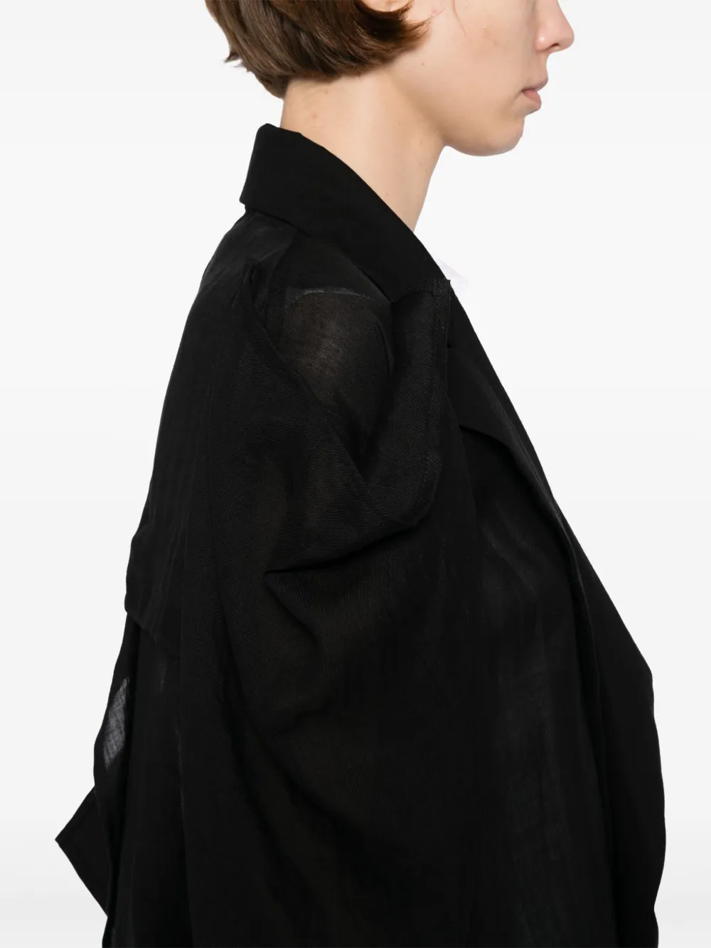 Yohji Yamamoto Twill blazer met ceintuur Zwart