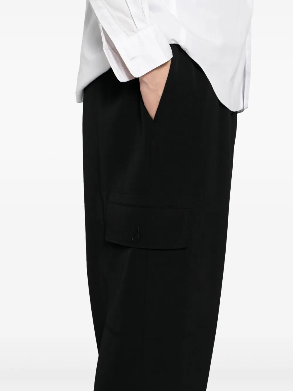Yohji Yamamoto Wollen gabardine broek Zwart
