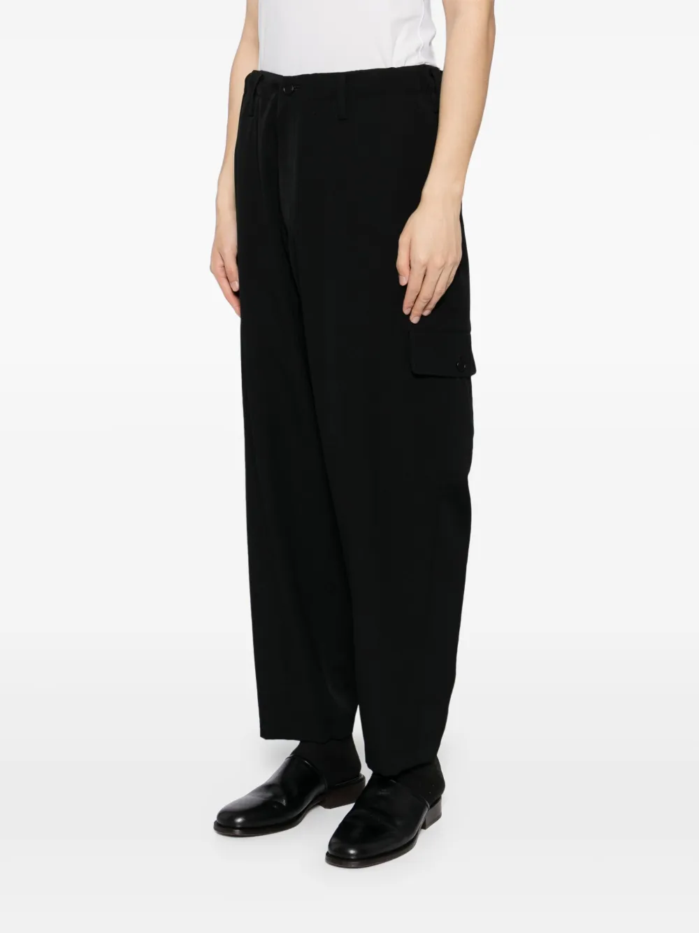 Yohji Yamamoto Wollen gabardine broek Zwart
