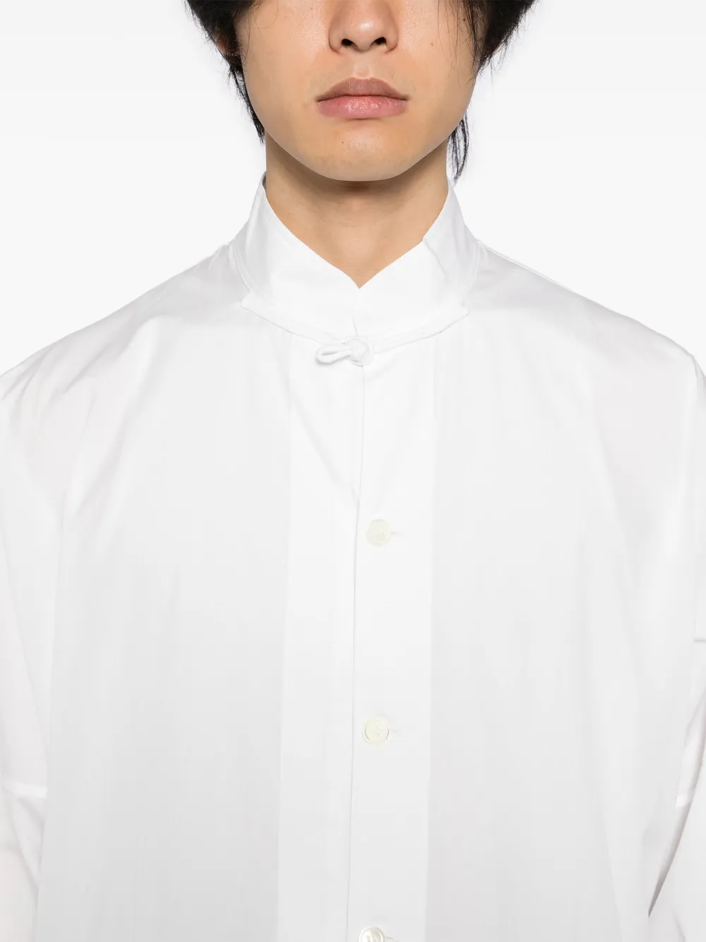 Shop Yohji Yamamoto Stand-up Collar Shirt In White
