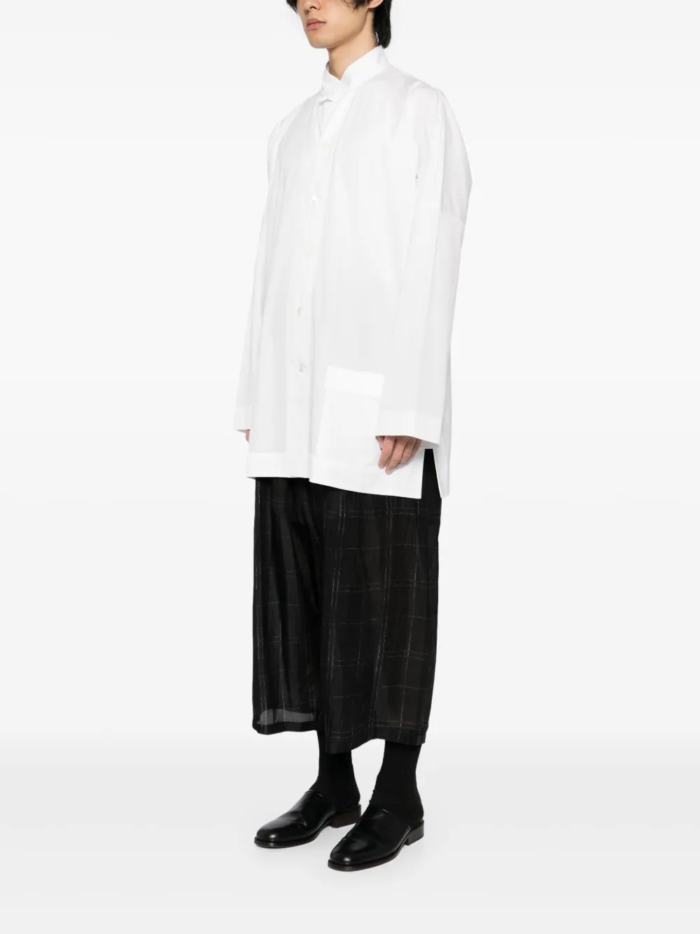 Shop Yohji Yamamoto Stand-up Collar Shirt In White