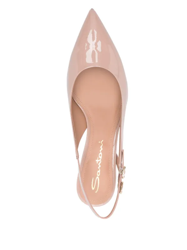 サンダル・ミュール SANTONI Powder pink leather Audrey pumps Santoni Audrey Patent Kitten Slingback Pumps | Neiman Marcus