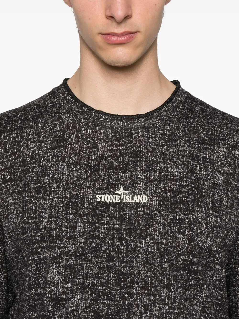 Stone Island T-shirt met geborduurd logo Zwart