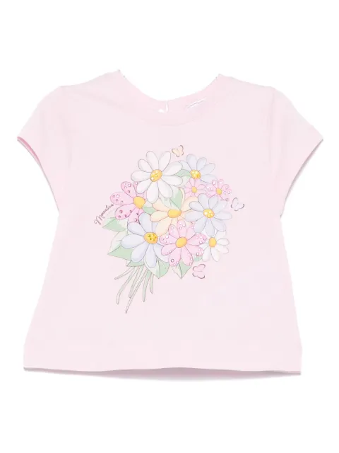 Monnalisa bouquet-print jersey T-shirt