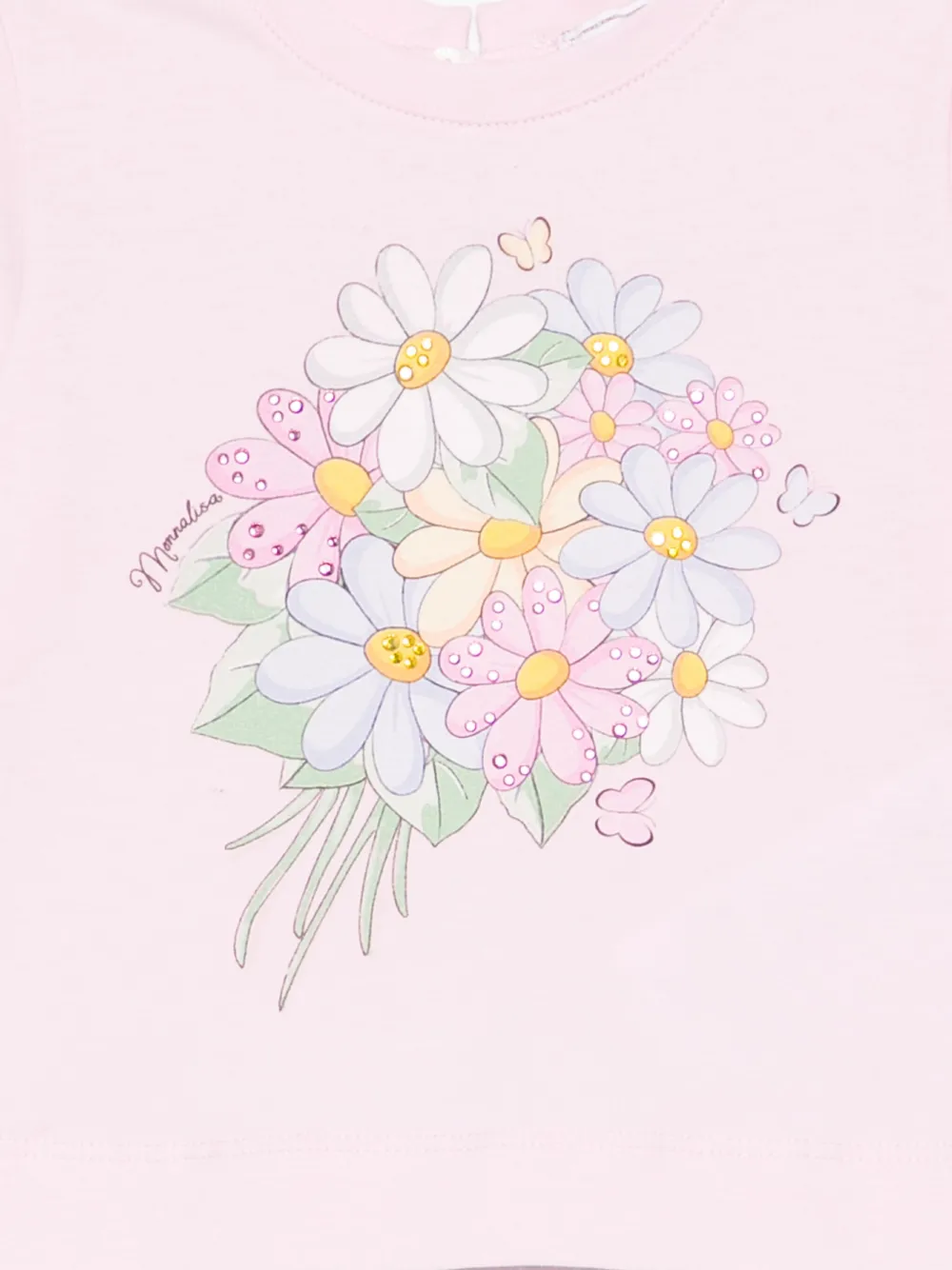 Monnalisa Jersey T-shirt met boeketprint Roze