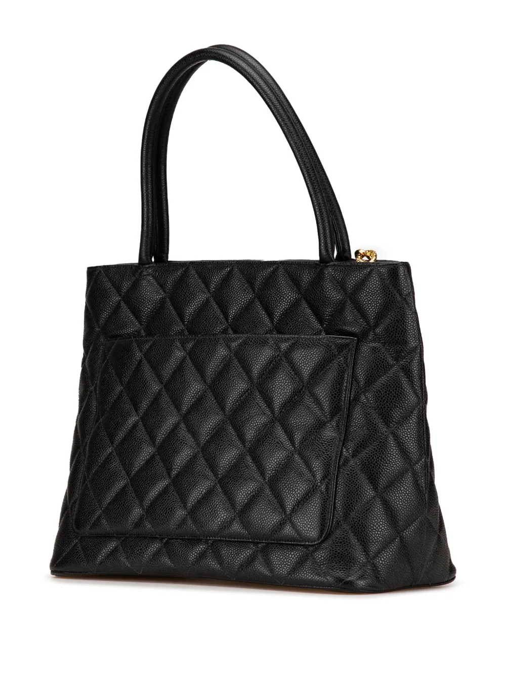 Pre-owned Chanel 1997-1999 Caviar Medallion Tote Bag In 黑色
