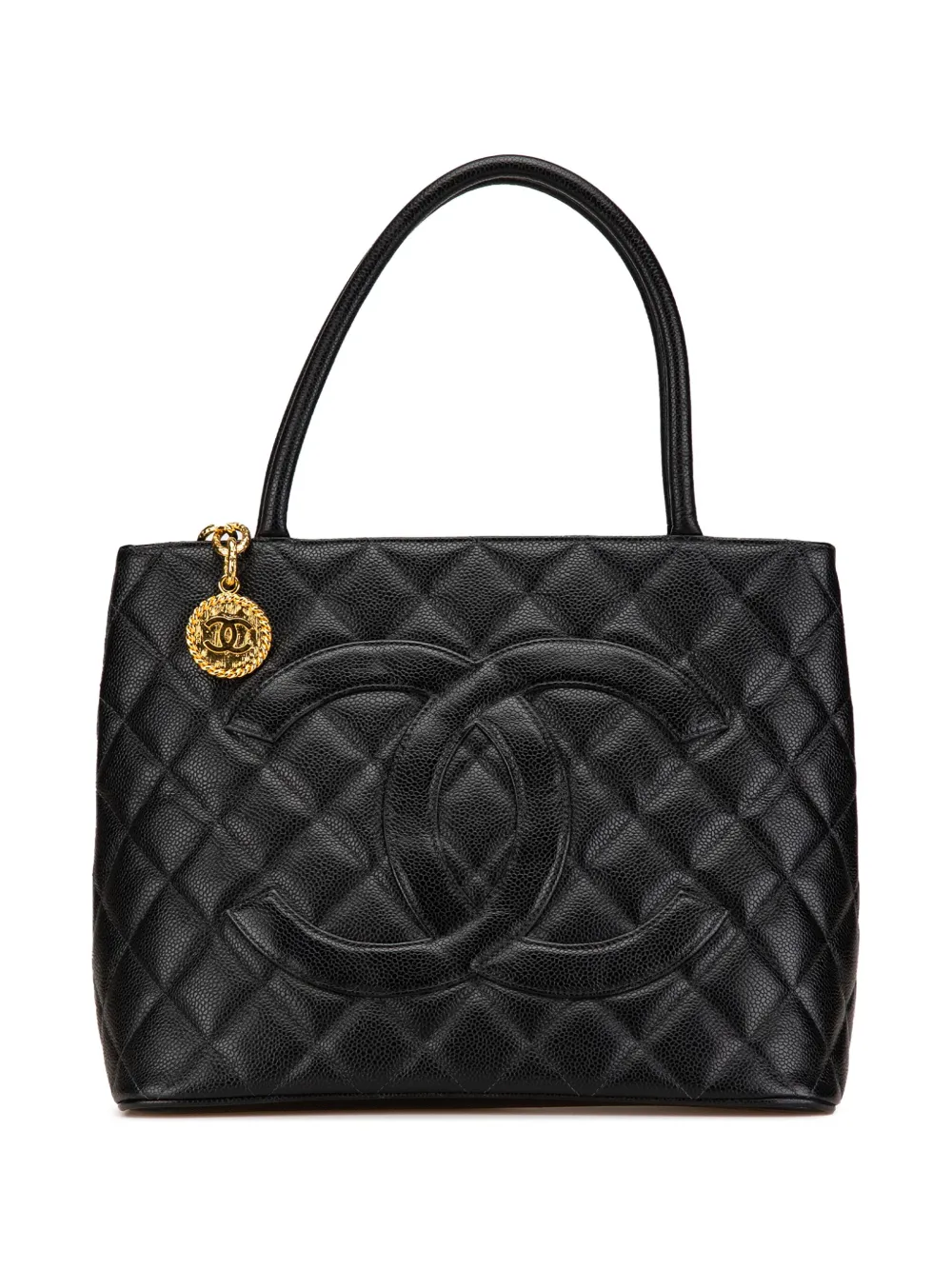 CHANEL Pre-Owned 1997-1999 キャビア メダリオン ハンドバッグ - ブラック CHANEL Pre-Owned 1997-1999 キャビア メダリオン ハンドバッグ - ブラック