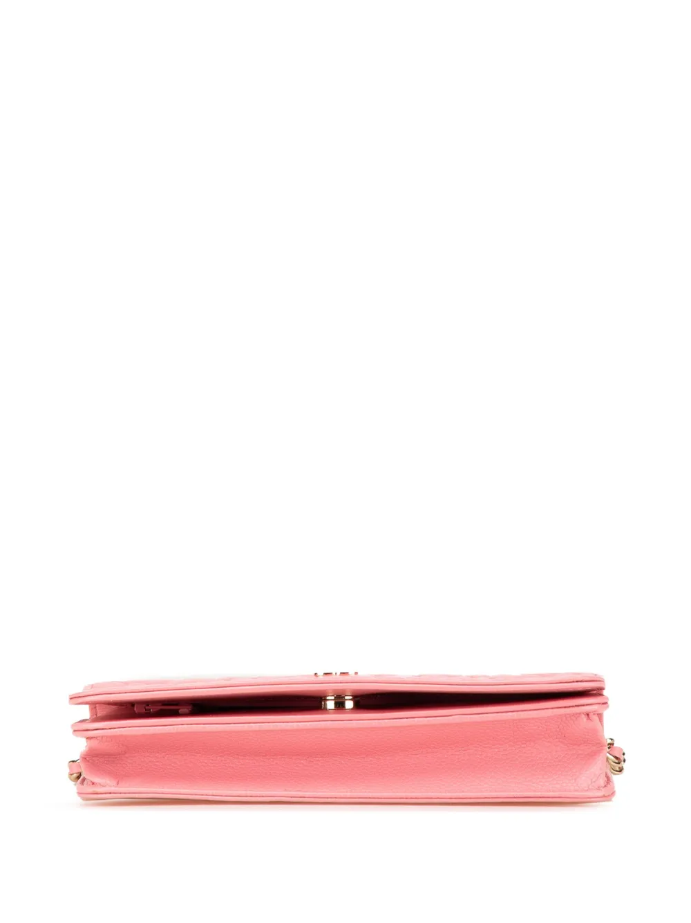 Pre-owned Chanel 2019 Cc Caviar Camellia Wallet On Chain Crossbody Bag In 粉色