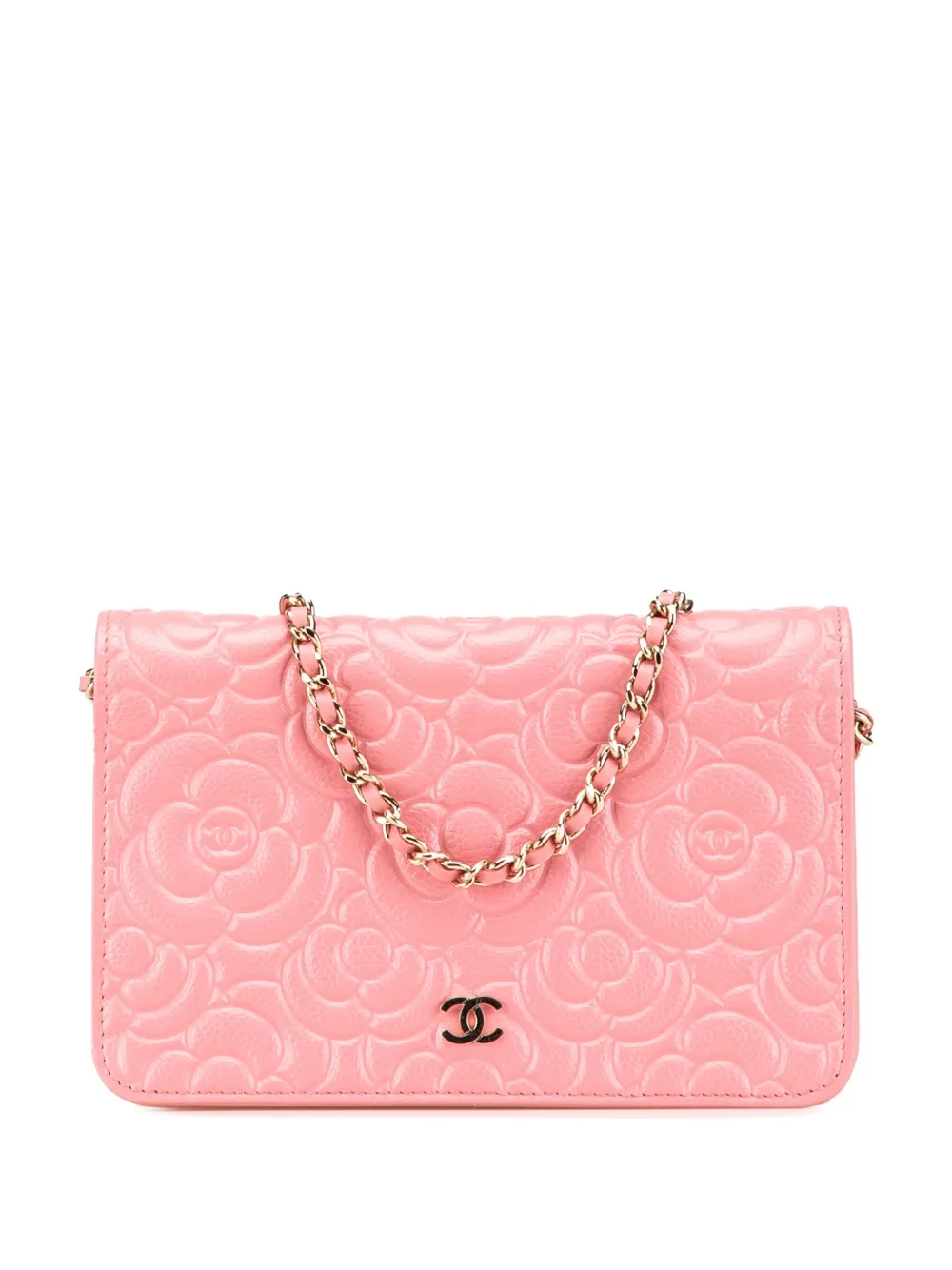 CHANEL Pre-Owned 2019 ココマーク カメリア ウォレットオンチェーン ショルダーバッグ - ピンク CHANEL Pre-Owned 2019 ココマーク カメリア ウォレットオンチェーン ショルダーバッグ - ピンク