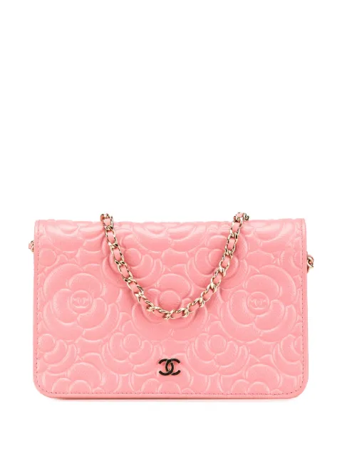 CHANEL Pre-Owned 2019 CC Caviar Camellia Wallet On Chain crossbody bag
