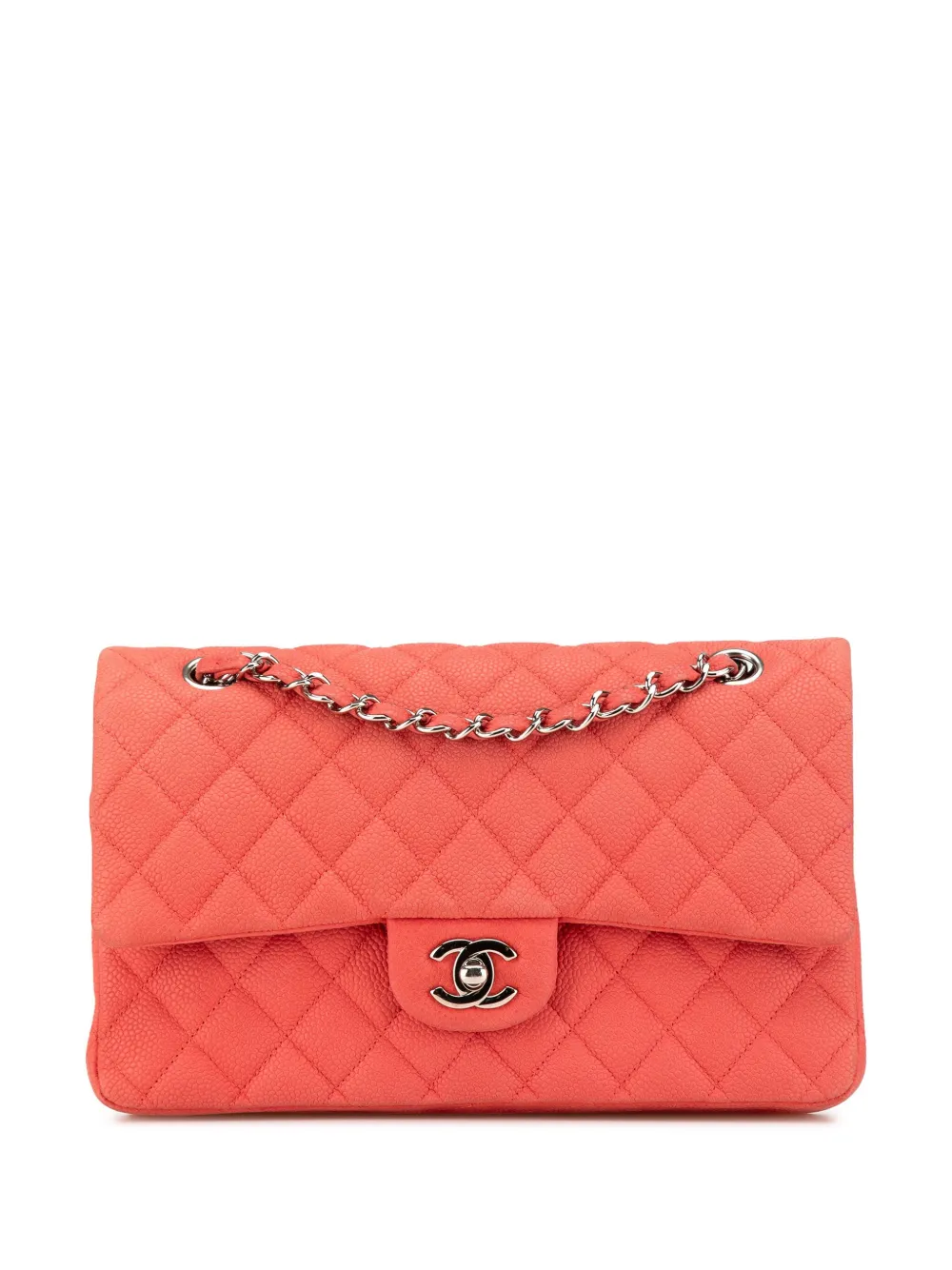 CHANEL Pre-Owned 2012-2013 ミディアム クラシック キャビア ダブルフラップ ショルダーバッグ - ピンク CHANEL Pre-Owned 2012-2013 ミディアム クラシック キャビア ダブルフラップ ショルダーバッグ - ピンク