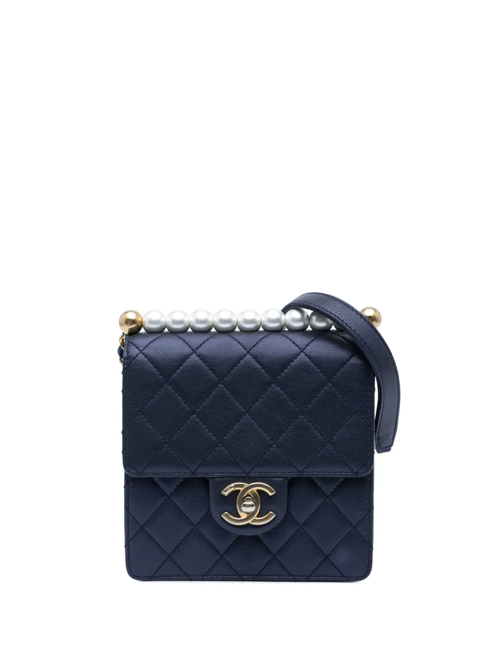 CHANEL Pre-Owned 2019 Small Lambskin Chic Pearls Flap crossbody bag | Blue | Image 1