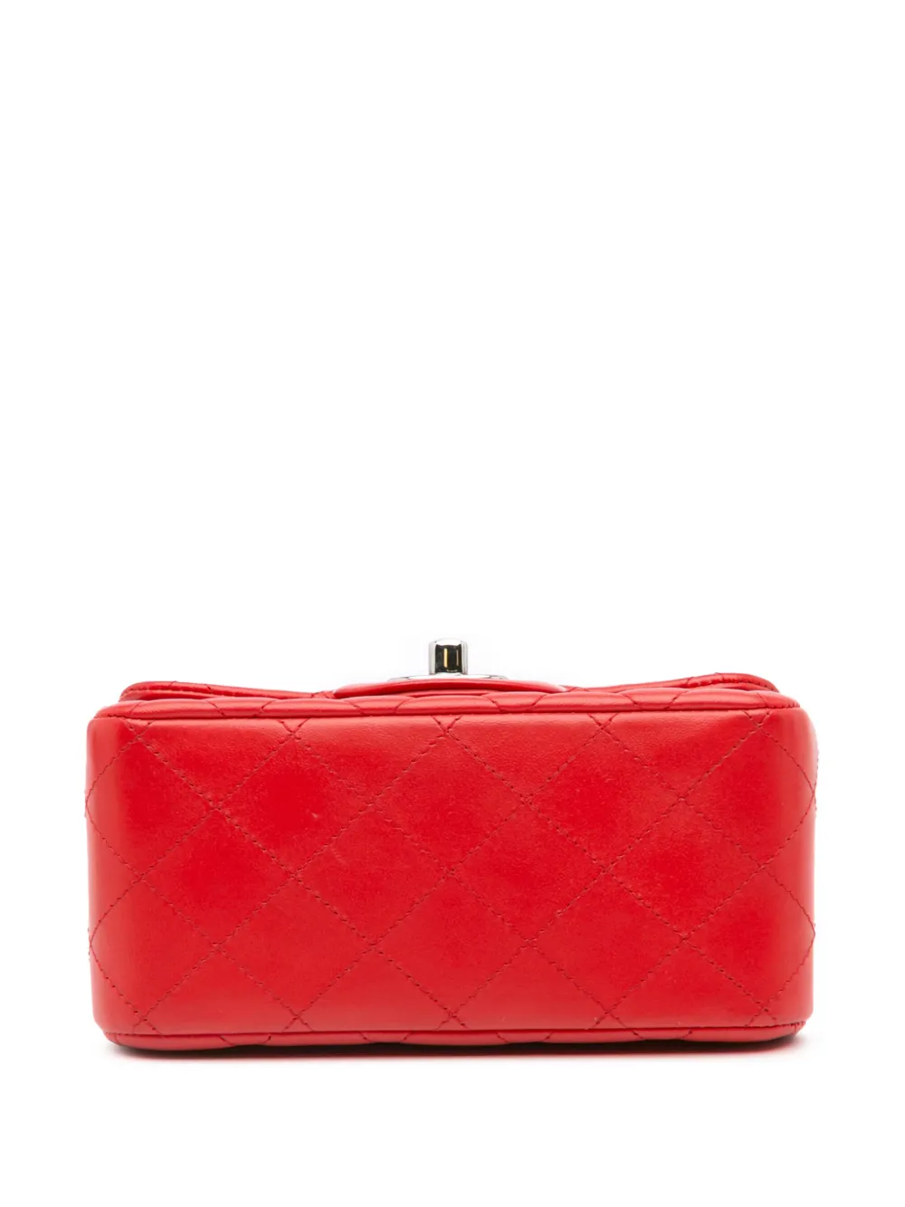 Pre-owned Chanel 2016-2017 Mini Square Classic Lambskin Flap Crossbody Bag In 红色