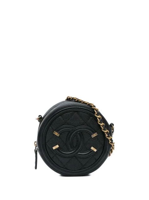CHANEL Pre-Owned 2019 Caviar CC Filigree Round crossbody bag