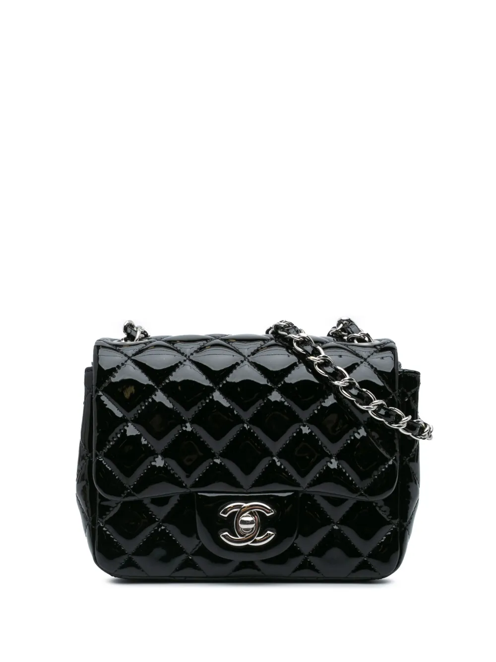 CHANEL Pre-Owned 2013-2014 Mini Square Classic Patent Single Flap crossbody bag | Black | Image 1