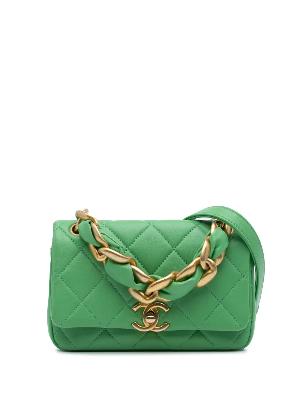 CHANEL Pre-Owned 2021 スモール マトラッセ ラムスキン チェーンイズモア フラップ サッチェルバッグ - GREEN CHANEL Pre-Owned 2021 スモール マトラッセ ラムスキン チェーンイズモア フラップ サッチェルバッグ - GREEN