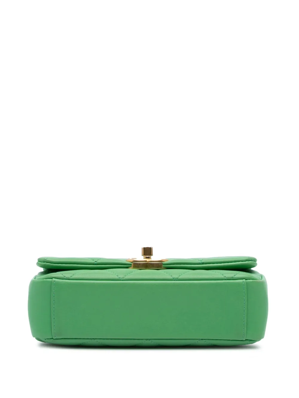 Pre-owned Chanel 2021 Small Quilted Lambskin Chain Is More Flap Satchel In Green