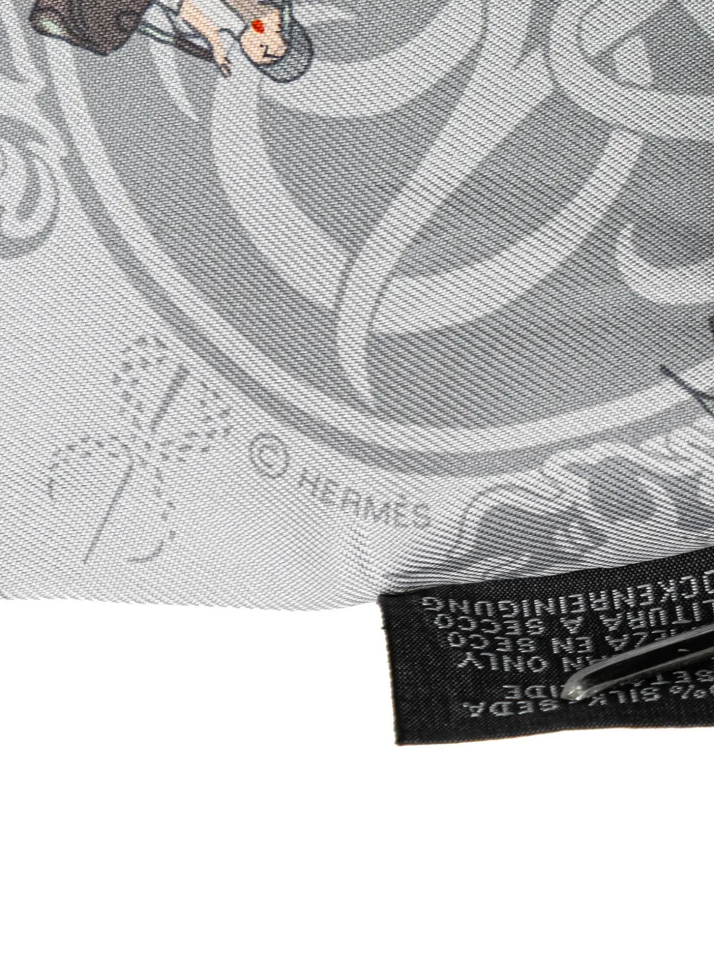 Pre-owned Hermes 1990-2024 Ex-libris Les Parisiennes Twilly Silk Scarf Scarves In 灰色