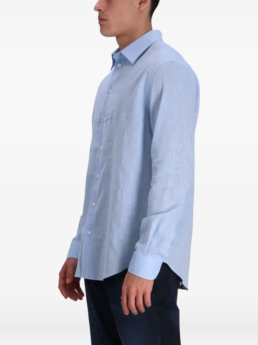 Emporio Armani Overhemd met geborduurd logo Blauw