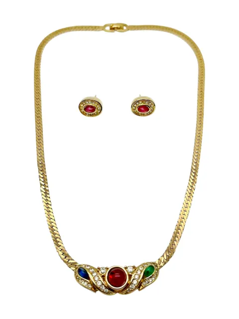 Christian Dior Pre-Owned طقم قلادة سلسلة بنقش زخرفي متعرج من عقد الثمانينيات