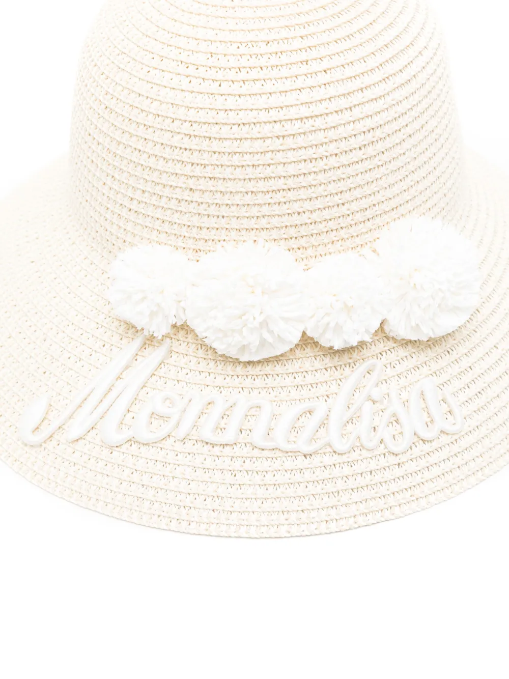 Monnalisa Zonnehoed met bloemenapplicatie - Beige